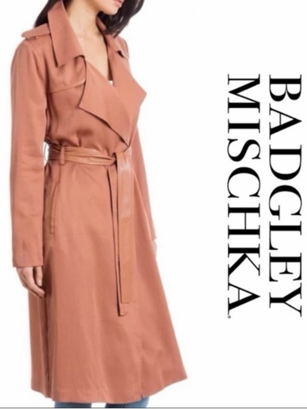 Badgley Mischka Angelina Tencel trench coat
